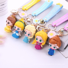 2022 Promotional Car Key Handbag Accessories Gift Key Ring Custom Kawaii Cute Cartoon 3D PVC Princess keychains